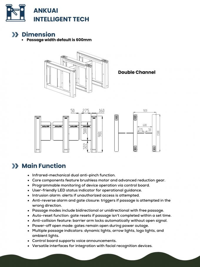 Contactless ID/IC/Face Recognition Swing Barrier Turnstile Access ...
