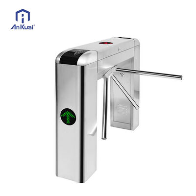High Security Tripod Turnstile with Face Recognition QR Code Reader and 304 Stainless Steel Construction for Metro and Office Entrance
