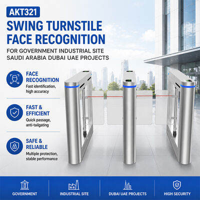 AKT321 Swing Turnstile Face Recognition for Government Industrial Site Saudi Arabia Dubai UAE Projects